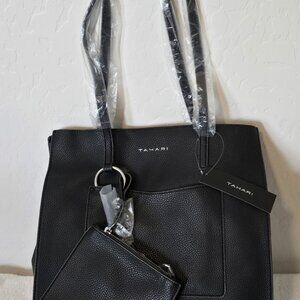 NWT Black Tahari Leather Tote Bag Man Made Material